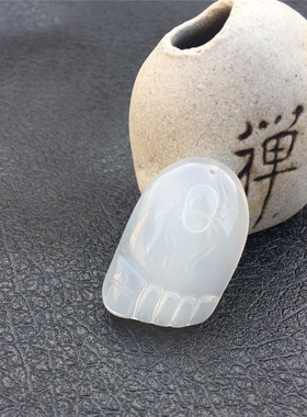 佛系知足常乐小脚丫白玛瑙包邮