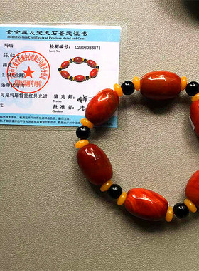 战国红缠丝玛瑙手链玉石手串男