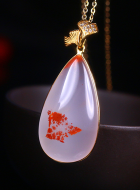 梅林达女南红玛瑙水滴吊坠