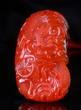 梅林达男女南红玛瑙龙牌吊坠