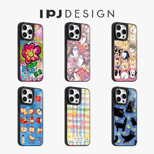 IPJ彩色格纹星星苹果挂绳冰川纹手机壳17适用iphone16promax苹果15PRO华为手机壳mate小米15套12卡通防摔 - 图1