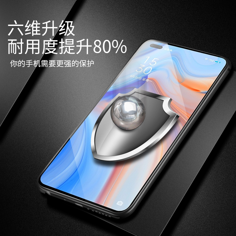 适用opporeno4钢化膜Reno4se全屏覆盖oppo手机opporeon45G护眼蓝光opopreno曲面opporen防摔reon防摔5g版贴膜 - 图1