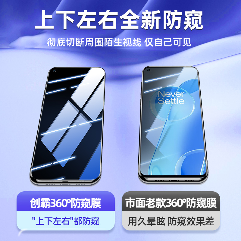 360度防窥适用一加acepro钢化膜1加8t手机膜oneplus9r防窥膜ace竞速版新款的防偷窥9rt全屏1+7t防窥保护贴膜 - 图0
