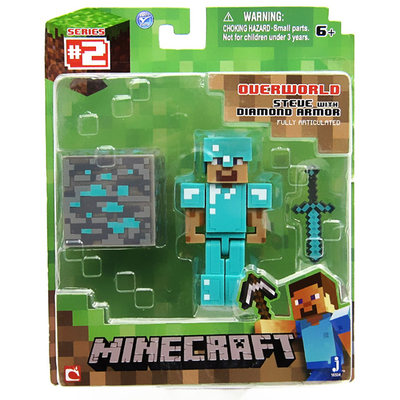 正版minecraft我的世界钻石史蒂夫公仔游戏周边玩具人偶积木模型 虎窝淘