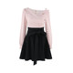 Design-sensual niche fake two-piece v-neck long-sleeved dress