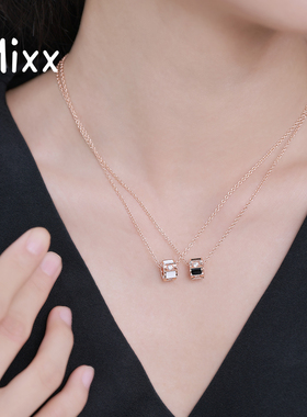 靡诗925纯银女黑白调系列简约齿轮锁骨链情侣款