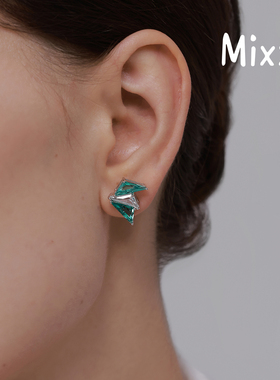 Mixx靡诗2025秋季新品925银双映绿琉璃锁骨项链耳环戒指套装