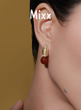 Mixx靡诗2026新品檐下晒秋织秋天然石耳钉925银
