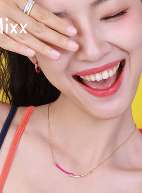 Mixx微笑彩虹项链锁骨链浅春系