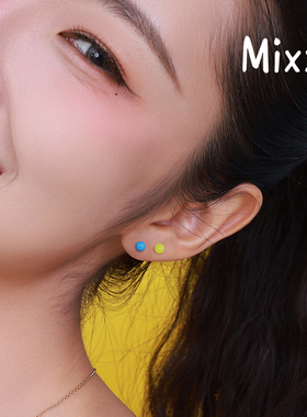 Mixx靡诗银珐琅火柴棍耳钉浅春系