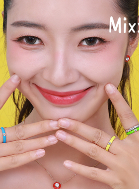 Mixx靡诗纯银珐琅戒指浅春系穿搭