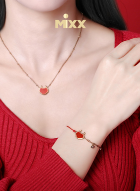 Mixx925银红玛瑙白贝项链
