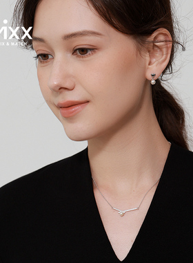 Mixx925银天然淡水珍珠锁骨链