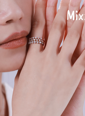 Mixx靡诗925纯银星光线条系列波光排戒日常百搭戒指基础闺蜜款