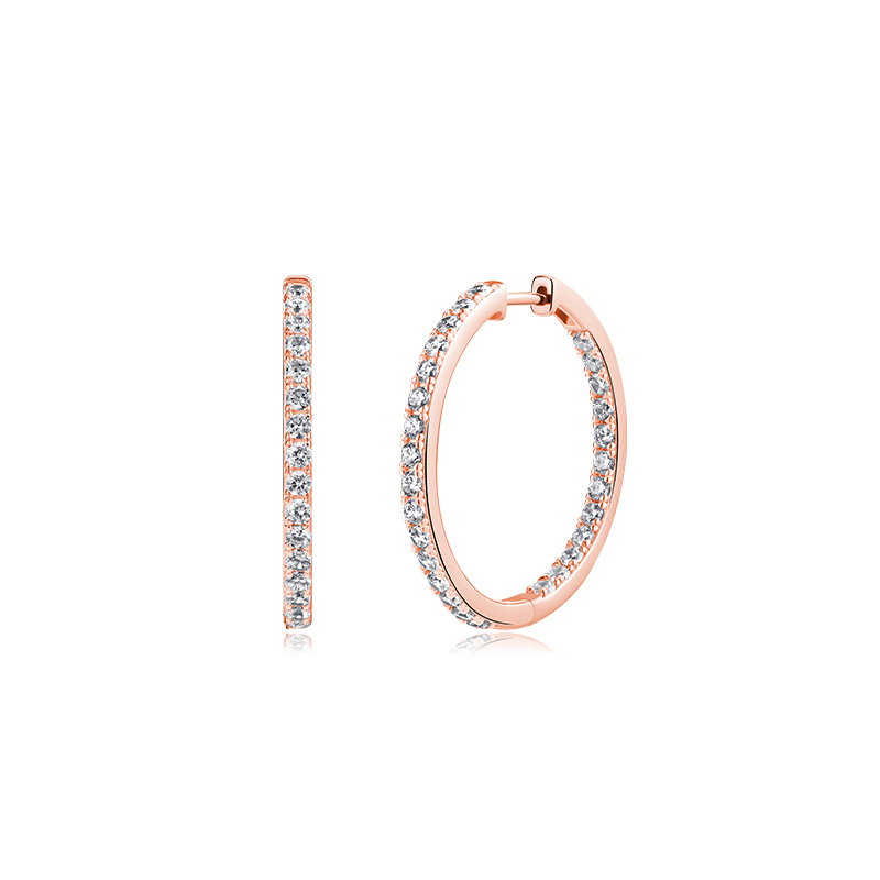 Mixx靡诗925纯银星光线条系列闪耀满钻大耳圈日常百搭轻奢耳环 - 图3