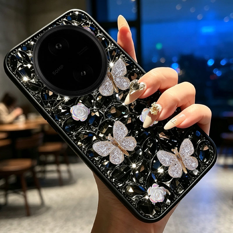 Black full diamond inlay suitable for vivoY600Pro mobile phone case soft case Y200GT rhinestone Y35+ autumn and winter Y500s women's model Y100i flash diamond Y300+ high-end Y35 5G all-inclusive Y37T