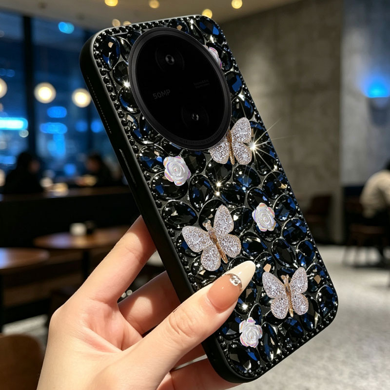 Black full diamond inlay suitable for vivoY600Pro mobile phone case soft case Y200GT rhinestone Y35+ autumn and winter Y500s women's model Y100i flash diamond Y300+ high-end Y35 5G all-inclusive Y37T