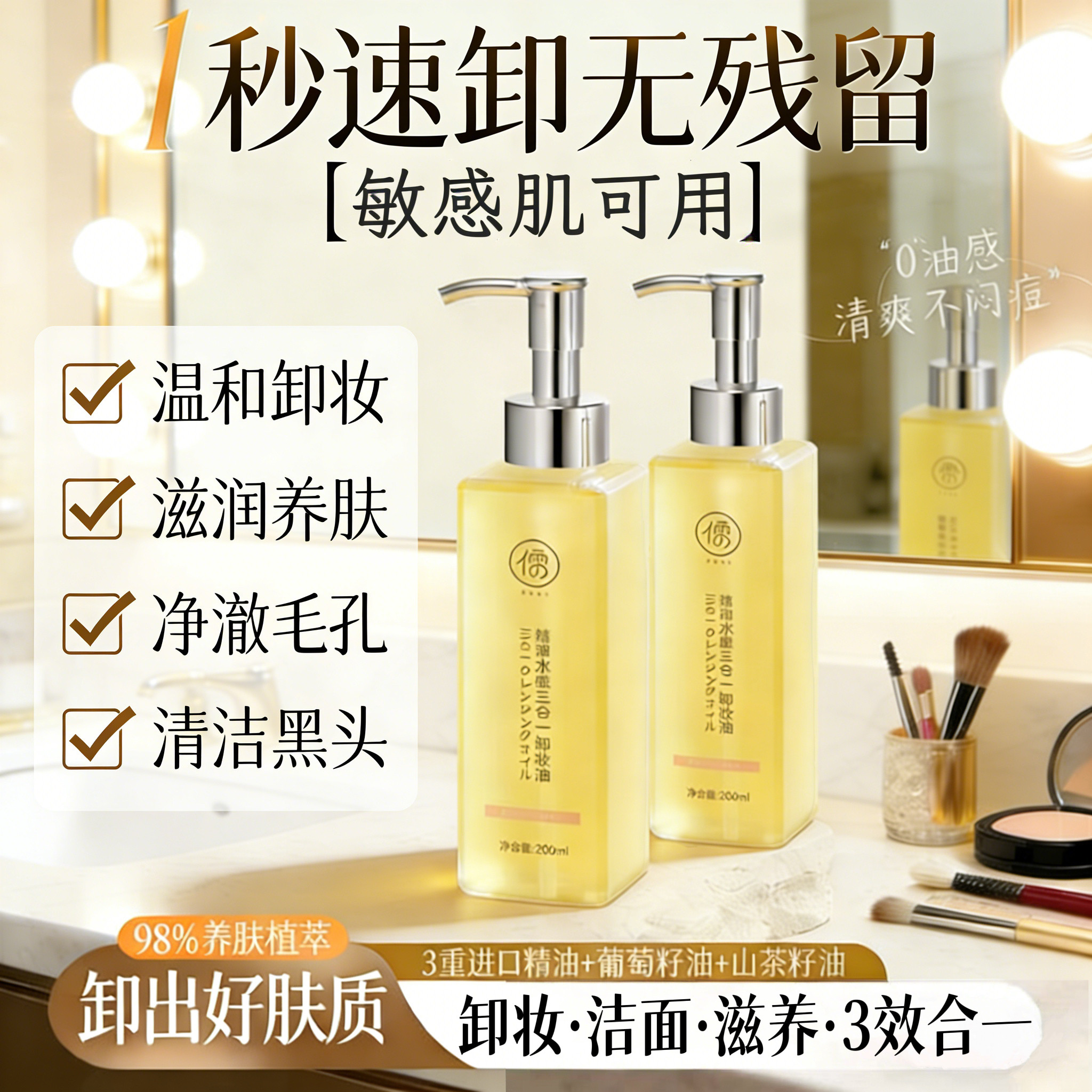 卸妆油女深层清洁眼脸唇三合一温和卸妆乳化水膏旗舰店官方正品