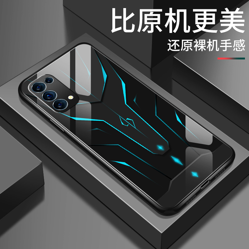 opporeno5手机壳reno5pro新款钢化玻璃壳reno5k硬壳简约机甲reno5pro+软壳硅胶保护套OPPO男生女款情侣外壳 - 图1