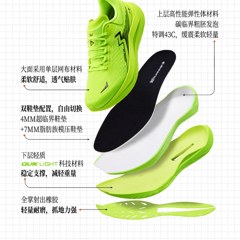 启航361男鞋运动鞋2025新款稳定缓震回弹跑鞋网面超轻竞训跑步鞋