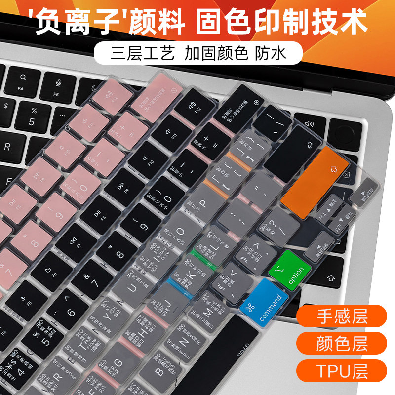 适用苹果macbook键盘膜电脑air13.6寸mac13.3笔记本pro13超薄os功能快捷键16保护15配件M2m3软硅胶m1全覆盖