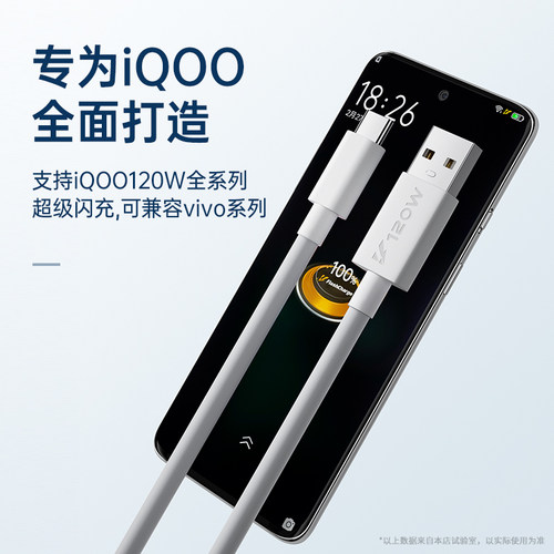 能适120W充电线x200适用vivo快充iqoo13超级z9正品tpyec数据线9pro双头10闪充neo手机6a爱酷typec充电器8原装 - 图1