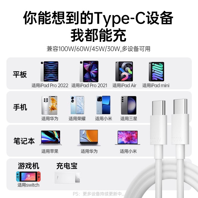 能适typec充电线tpyc数据线tapyc快充tapc手机typc适用苹果华为小米iPhone15promax闪充tpyec超级6a双头5a双-图3