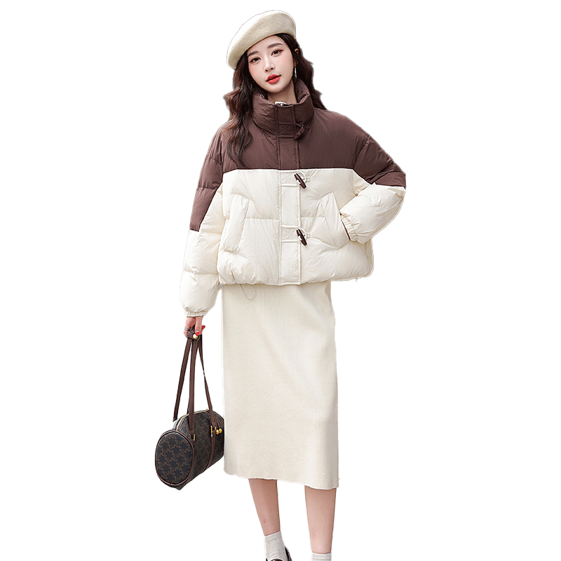 九江羽绒服女2023冬装韩版休闲宽松高级感设计感白鸭绒面包服保暖