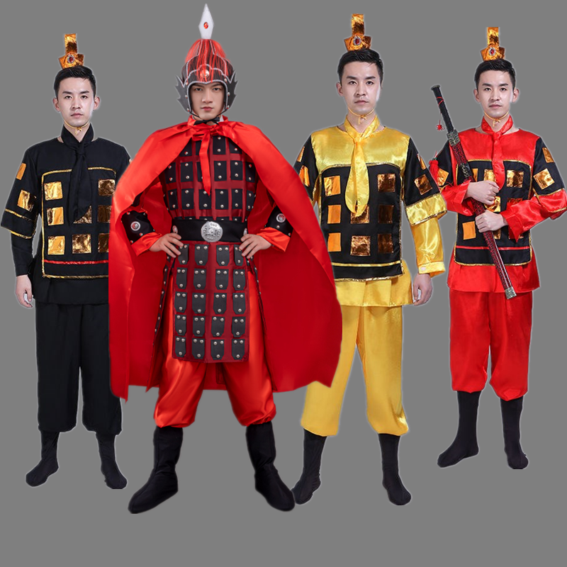 古装盔甲演出服将军汉服舞台服古代士兵服装男女红色影视戏曲包邮,淘宝优惠券,粉丝福利购,淘宝优惠卷