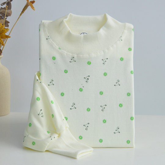 Women's pure cotton mid-high collar autumn top