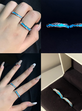 2024新款光年之境对戒纯银s925夜光刻字毕业礼物开口情侣戒指男女