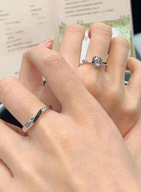 浪漫童话情侣对戒刻字轻奢小众小王子玫瑰男女戒指925银生日礼物