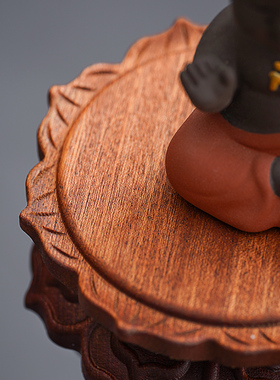 红木圆形禅意托架花梨木