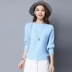Áo len mùa thu mới tay áo len nữ áo len rộng kích thước rộng Hàn Quốc áo sơ mi nữ ngắn - Cardigan Cardigan