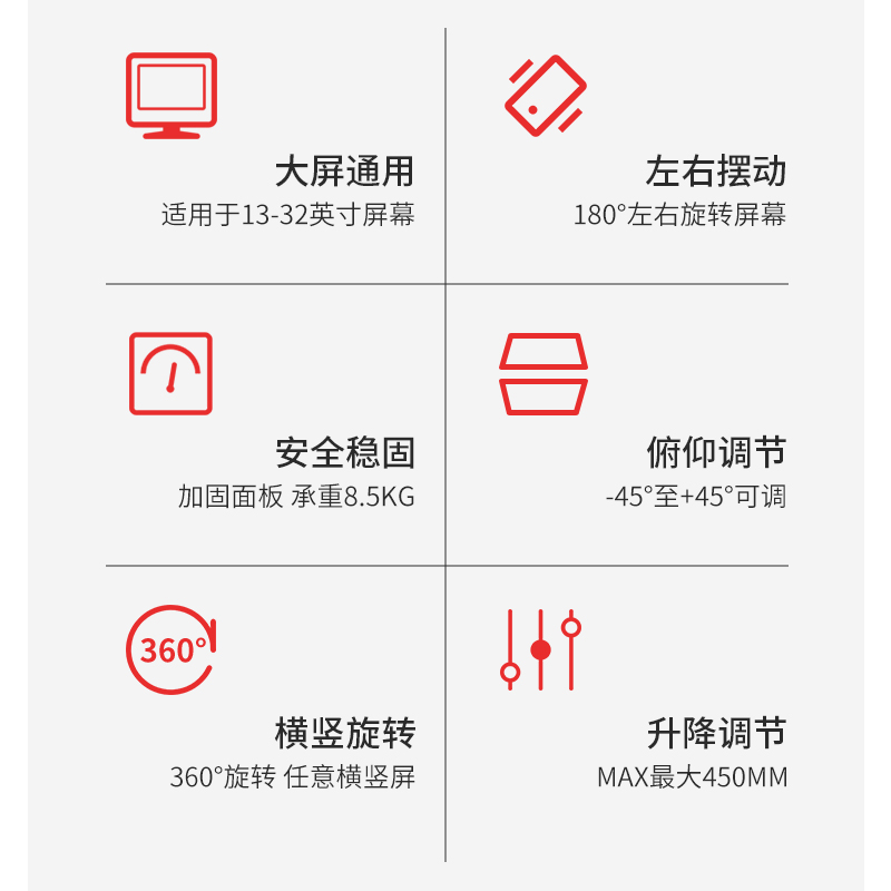 17/19/24/27英寸适用于AOC显示器底座vesa支架桌面综合横竖屏增高 - 图3