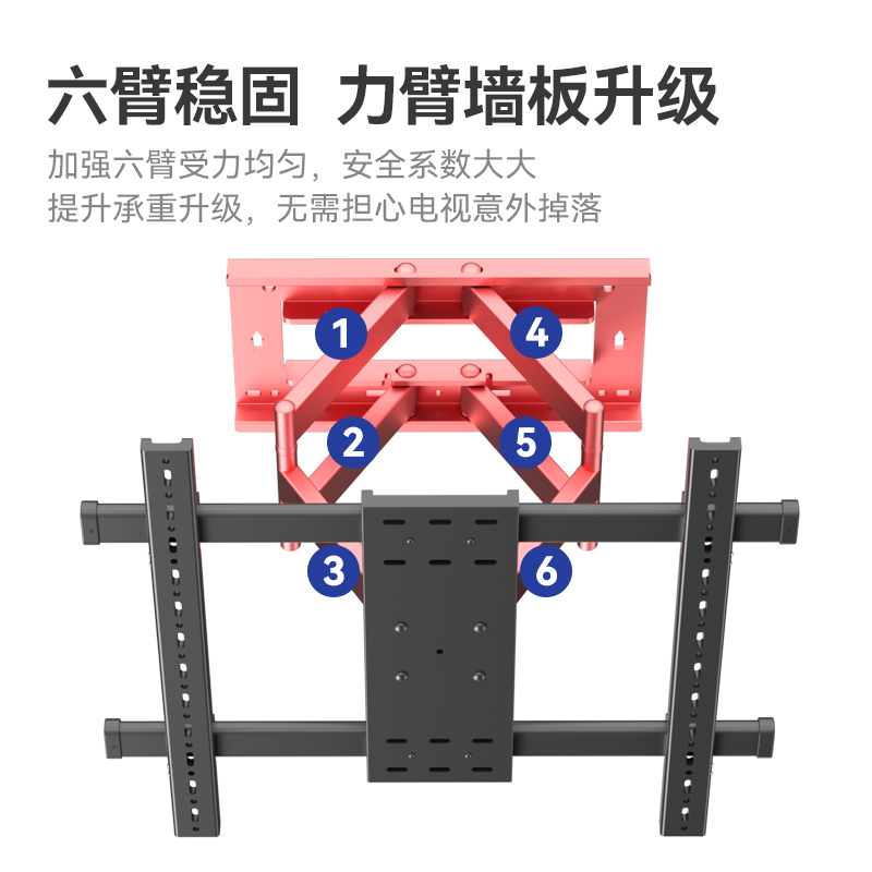 通用电视机挂架伸缩挂墙支架超薄壁挂75/85/98/100寸拉伸丝滑顺畅 - 图1