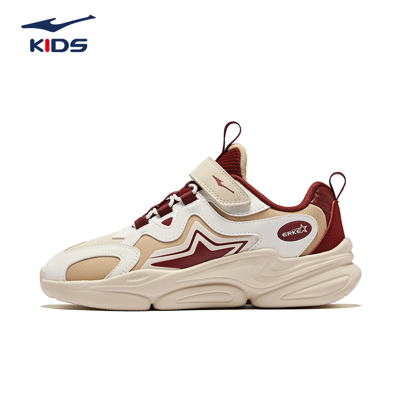 鸿星尔克儿童运动鞋男童鞋秋冬季新款女童防水皮面老爹鞋休闲鞋子
