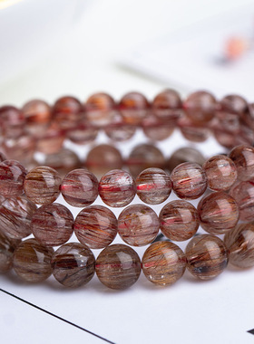 红顺铜发晶手链 天然红发晶顺丝透体 情侣款单圈水晶饰品厂家批发