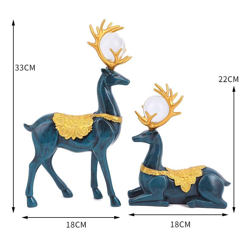 创意招财鹿家居客厅装饰书房电视柜摆件新婚水晶球摆件乔迁礼物 - 图1