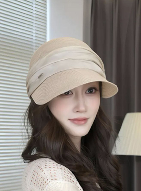 法式草编大檐防晒帽子女夏季