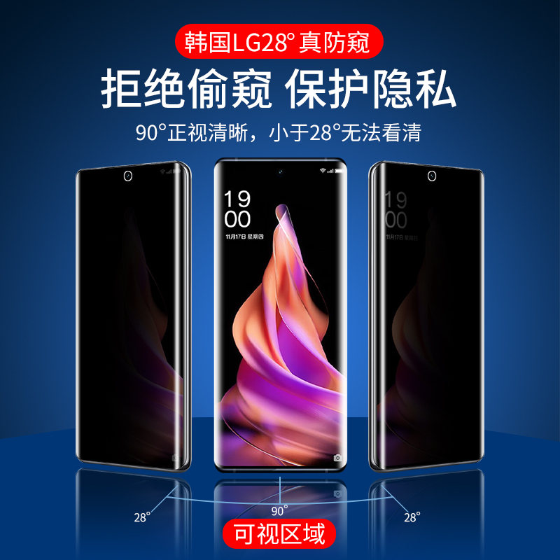 适用opporeno9手机膜reno9pro防窥膜pro+防窥钢化膜por十全屏水凝oppo曲面屏opopreno防偷窥oppreno保护贴膜-图1