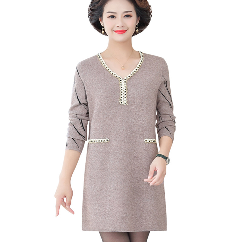 洋气妈妈春秋连衣裙中长款50打底衫 美牧莲中老年女装