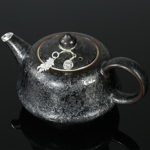 甲盏窑 李甲栈曜变银斑天目瓷陶瓷茶壶过滤银行同款莲心茶壶 - 图1