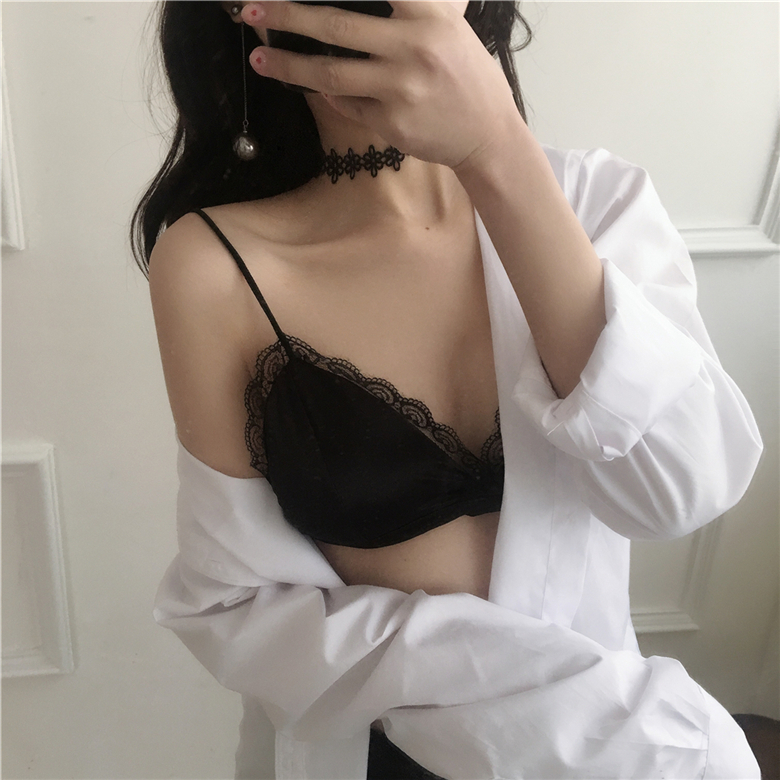 性感蕾丝边美背裹胸打底内搭小背心无钢圈文胸聚拢带胸垫抹胸内衣 - 图3