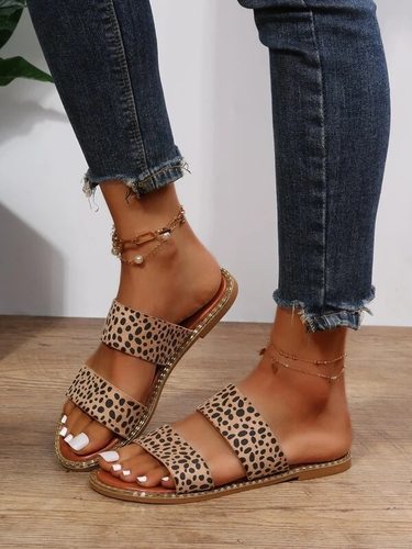 Foreigntrade flat bottomed leopard print casual slippers拖鞋-图1