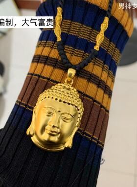越南沙金编制女佛头项链毛衣链