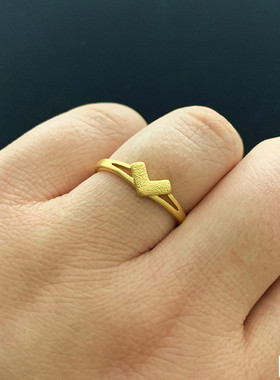 新款网红越南沙金女铜镀金戒指活口指环皇冠爱心黄合金结婚首饰品