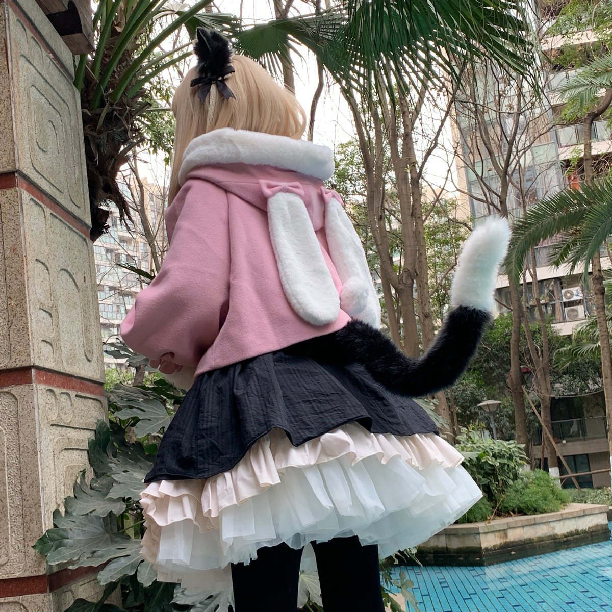 猫尾Lolita手作兽尾cosplay女仆可爱配饰可凹造型尾巴手工_虎窝淘