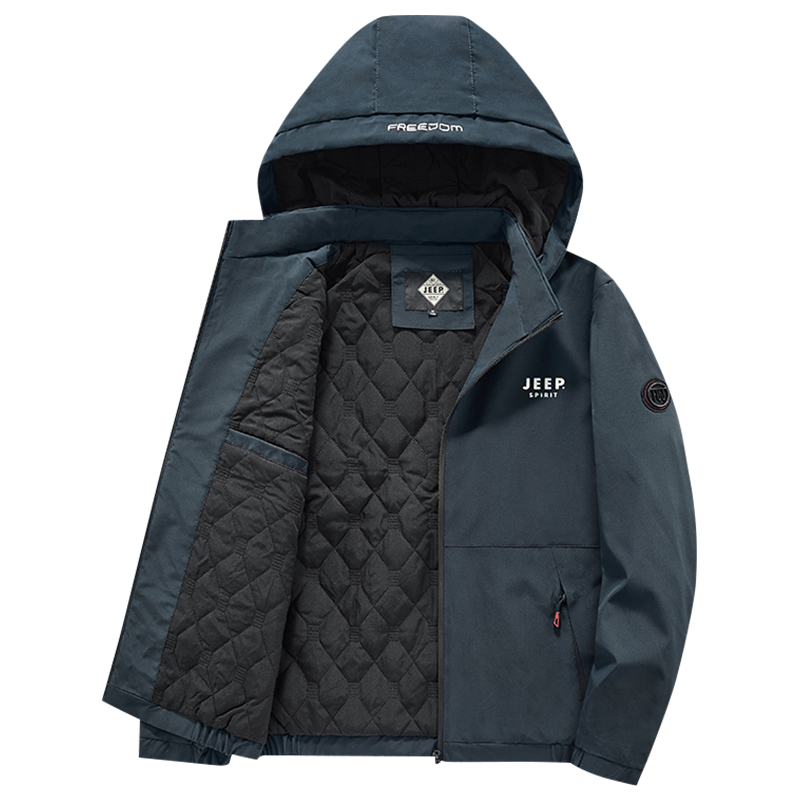 吉普JEEP棉衣男冬季中年爸爸装加绒加厚棉服男士冬装休闲运动外套 - 图3
