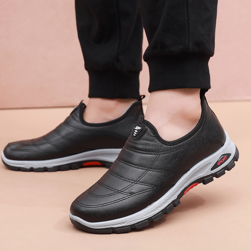 冬季新款男棉鞋老北京布鞋男鞋一脚蹬皮面防水加绒保暖爸爸棉鞋男,淘宝优惠券,粉丝福利购,淘宝优惠卷